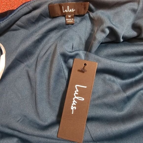 Lulus Jacinda Teal Blue Velvet Wrap Maxi Dress Sz M Renaissance Dark Romance - Picture 9 of 12